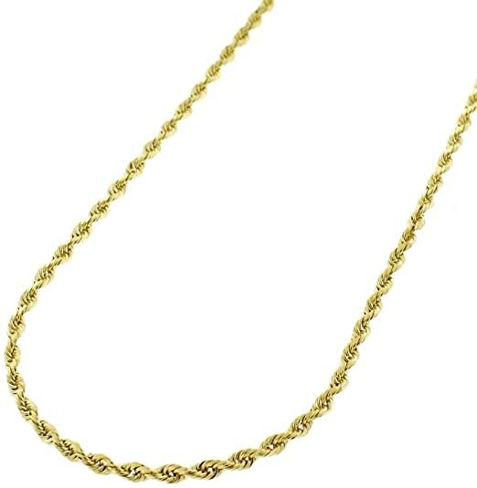 14k Gold 1.5MM Diamond Cut Rope Chain Necklace For Men and Women 16″ – 24″