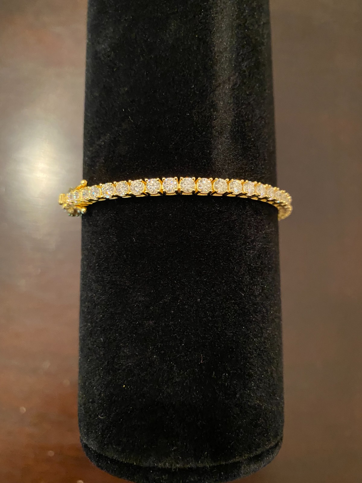 3mm VVS Moissanite 925 Silver Tennis Bracelet for Men & Women Yellow Gold