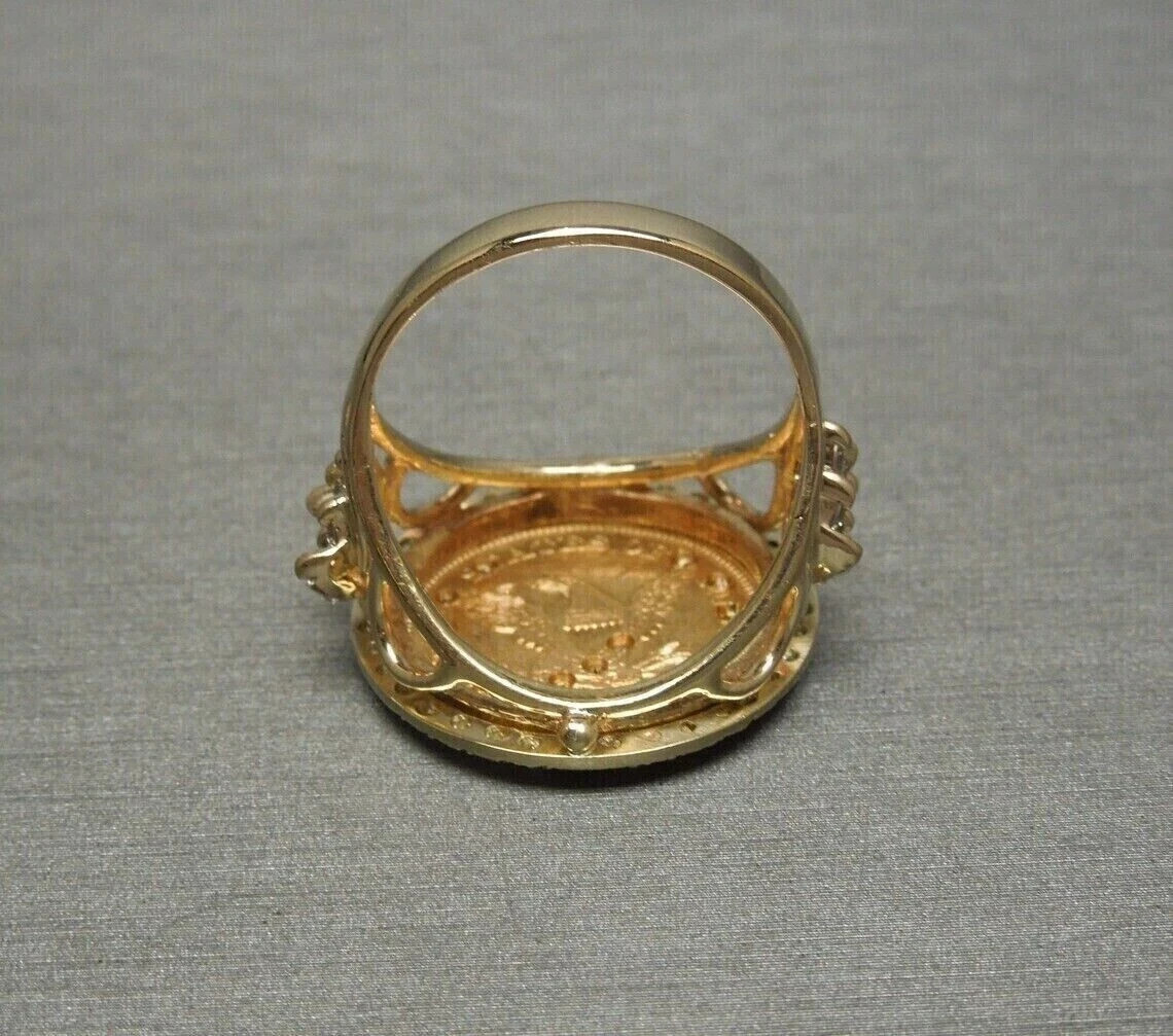 1 Ct Lab Created 1851 Dollar Coin Engagement Ring 14K Yellow Gold Plated