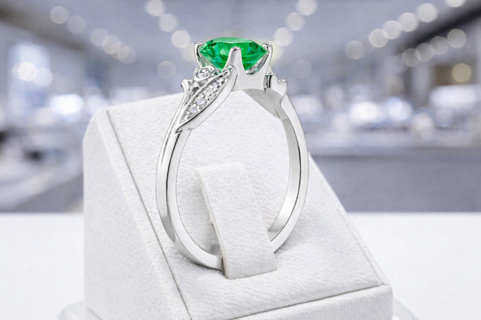 2.30 Ct Cushion Cut Natural Emerald Diamond Wedding Ring 14K White Gold Size 7