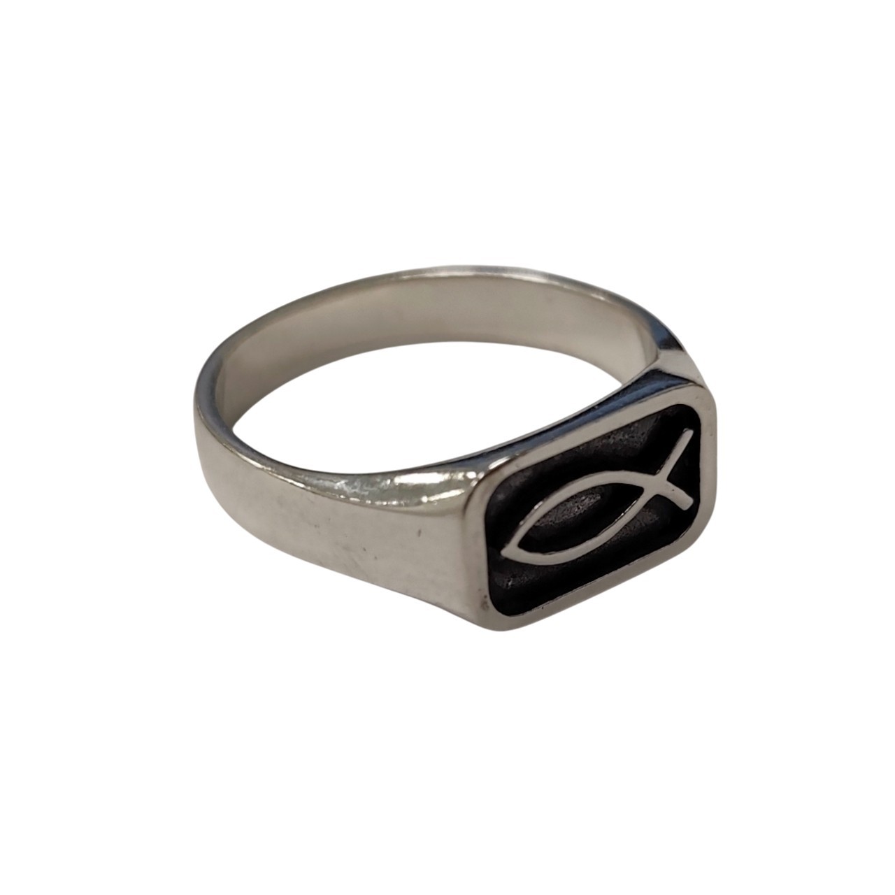 Sterling Silver Ichthys Ring Christian Fish Symbol Comfort Fit Band Stamped 925