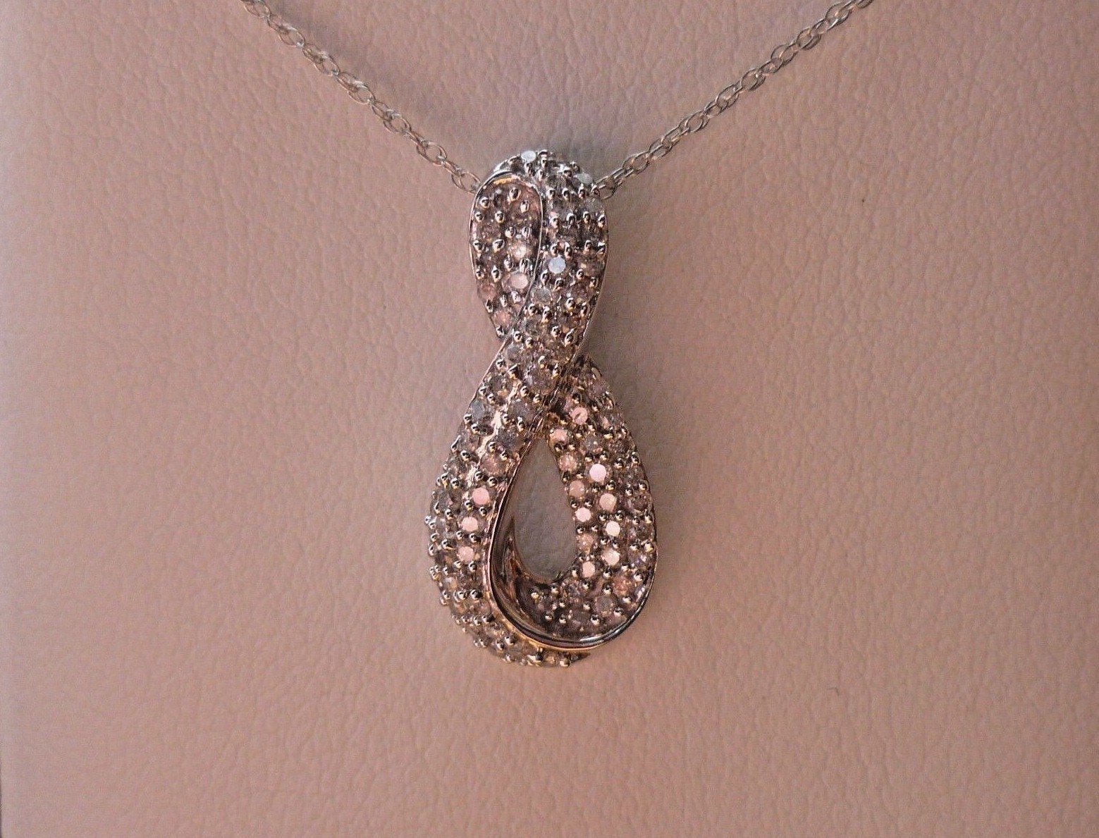 1/2ct White Diamond Journey Infinity Pendant Necklace 10K Gold 18″ Chain