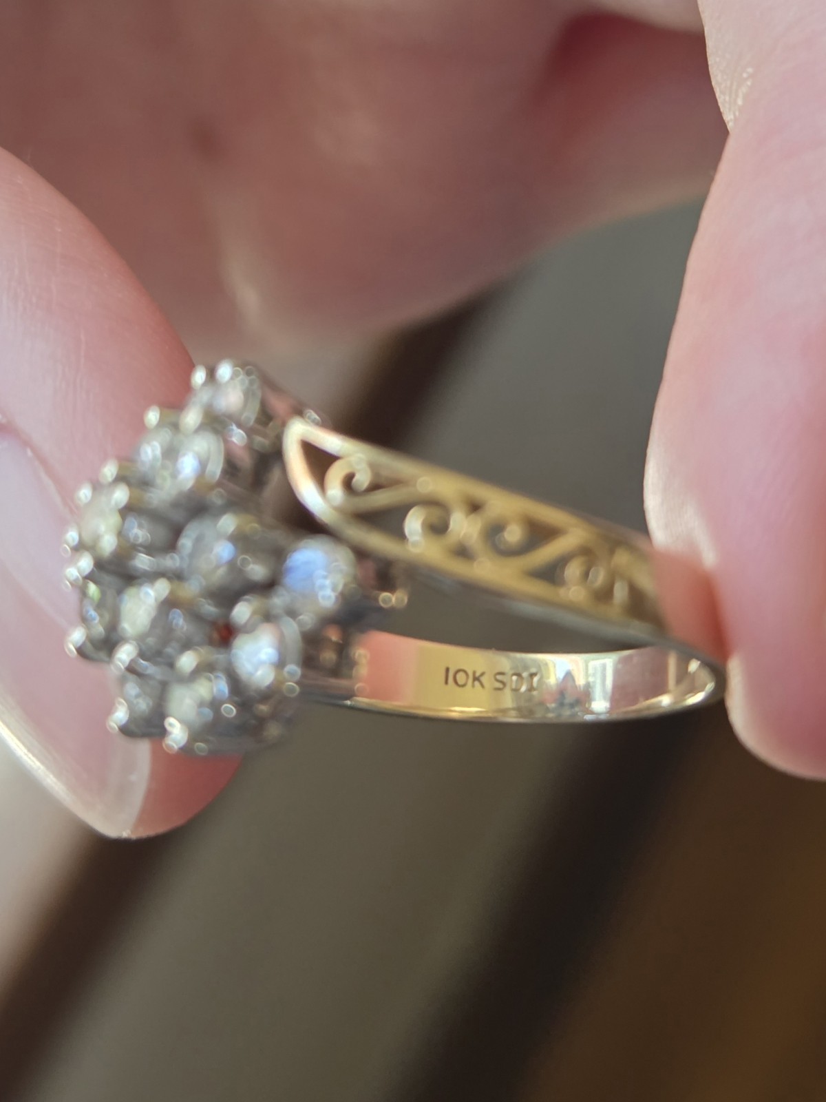 Cluster Diamond Ring 10k Gold .75CT 3.8G Size 6 VTG