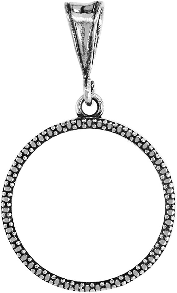 Sterling Silver Nickel Bezel 22 mm 5 Cents Coins Prong Back Illusion Edge