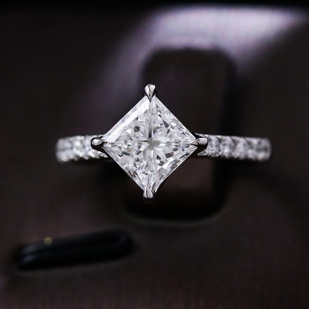 3.00ct Popular Princess cut moissanite engagment wedding ring 14k White gold Fn