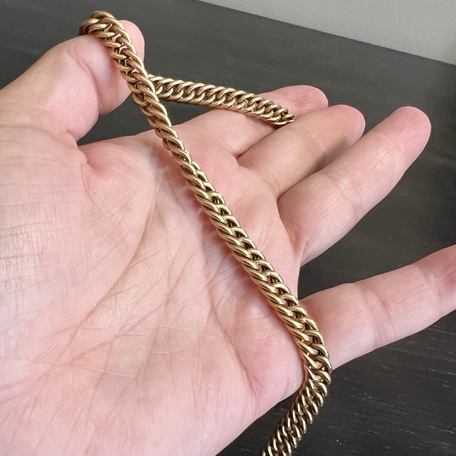 VTG Solid 14K Italian Chain 57 AR Hallmark Reversible Fancy Curb Necklace 26.58g