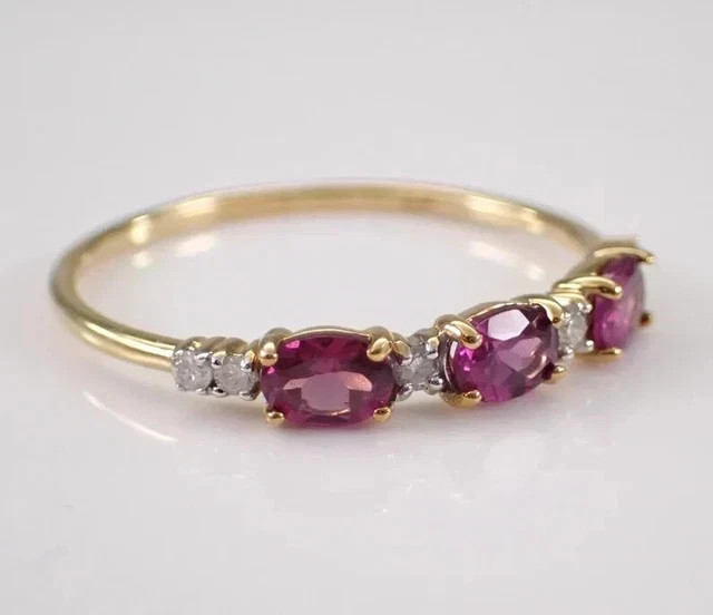 2.30 Ct Oval Cut Natural Red Ruby Wedding Band Ring 14K Yellow Gold Plated