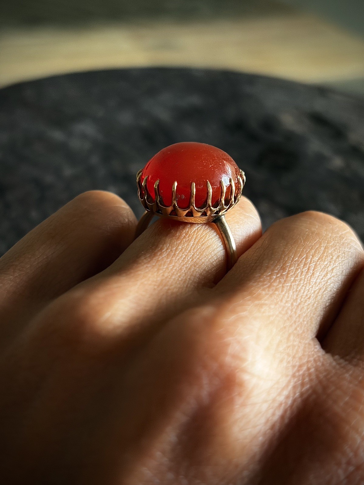ANTIQUE CABOCHON CARNELIAN || Solid Gold Ring