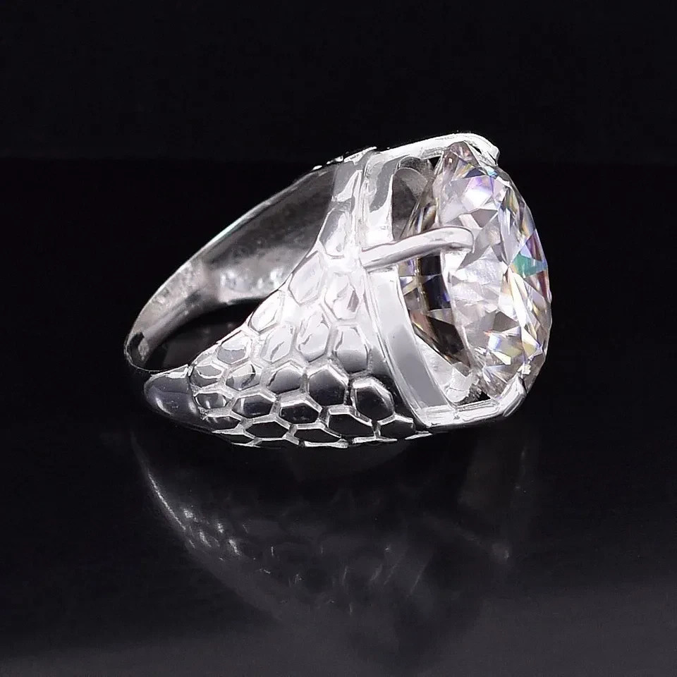 Rare 18 Ct Certified White Round Diamond Solitaire Ring 925 Silver Great Luster