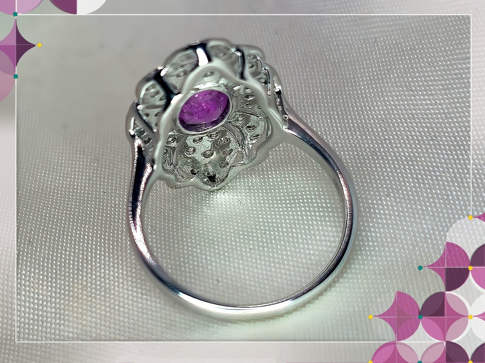 ​💗 Natural Pink Ceylon Sapphire & Diamond Contemporary Art Deco Ring In 14ct…