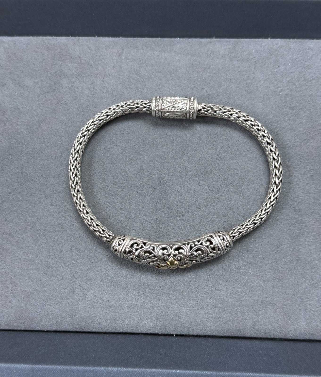 925 Silver Oxidized Mens Braided Chain Bali Handmade Sterling Bracelet 8.5»