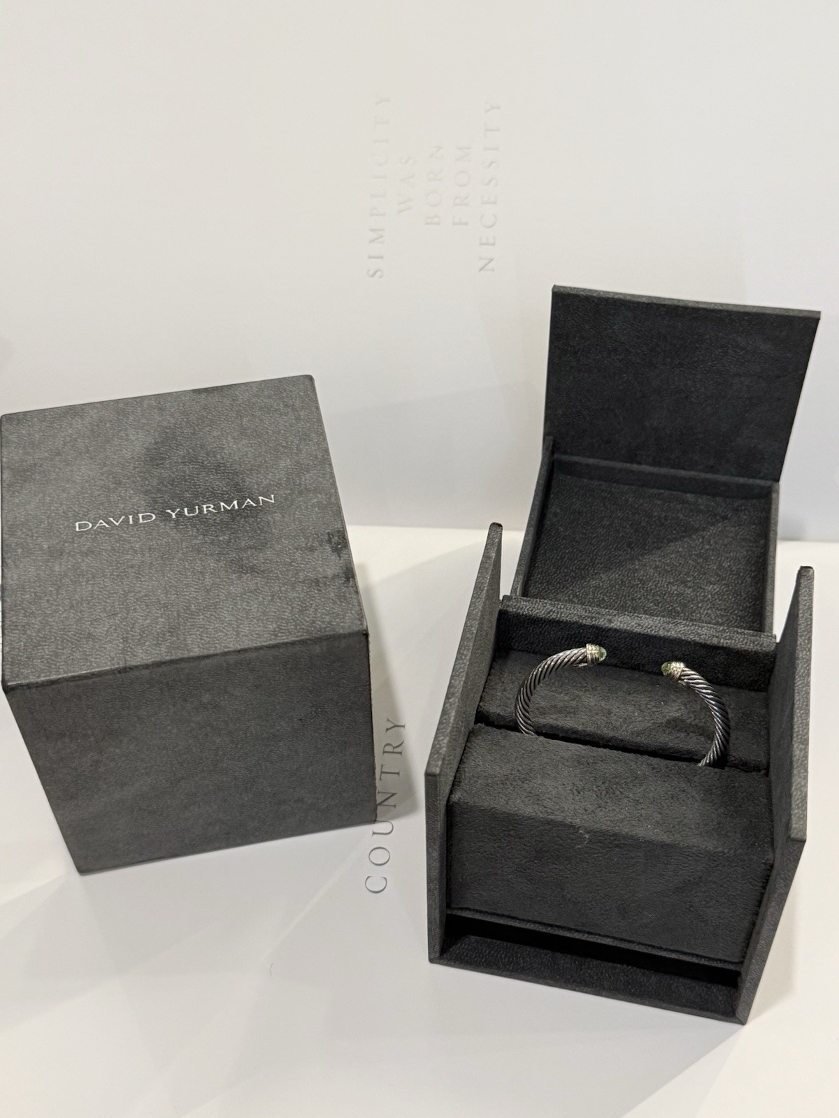 Authentic David Yurman Baby Cable Cuff 3mm Sterling and 18K Yellow Gold W Box