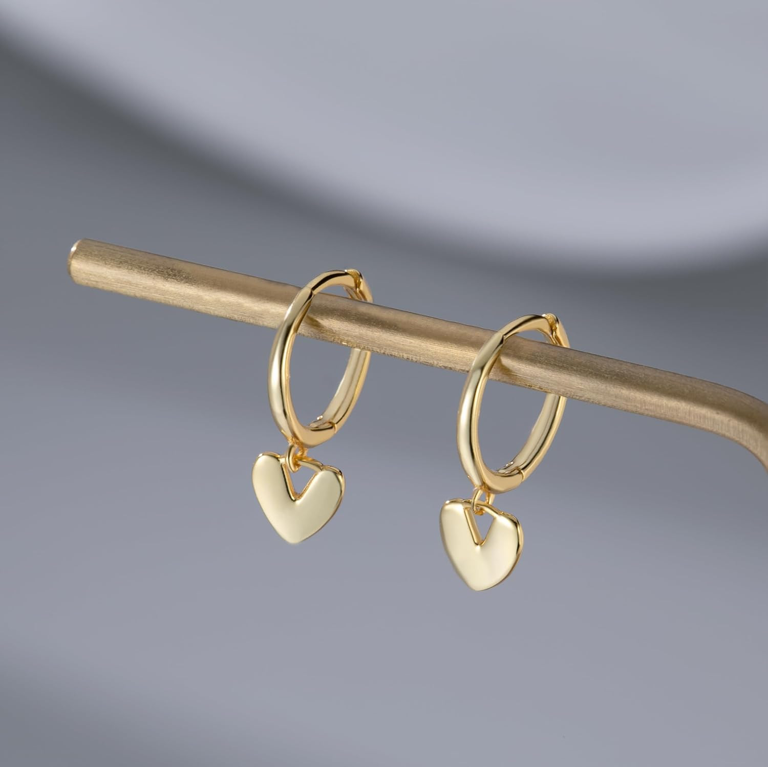 Solid 925 Sterling Silver Small Love Heart Drop Earrings Hoop for Women Teen Gir