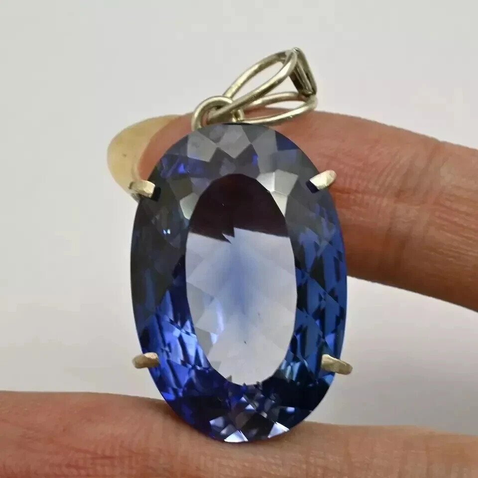 Natural 26.85 Ct Ceylon Blue Sapphire Oval Cut AGL Certified Gemstone Pendant