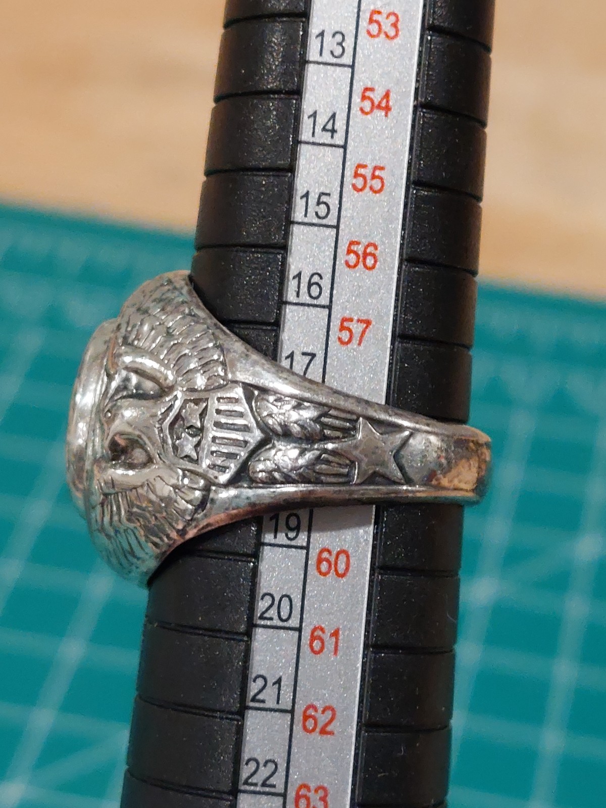 Sterling Silver United States Navy Ring Blue Stone Size 9 USN Vintage