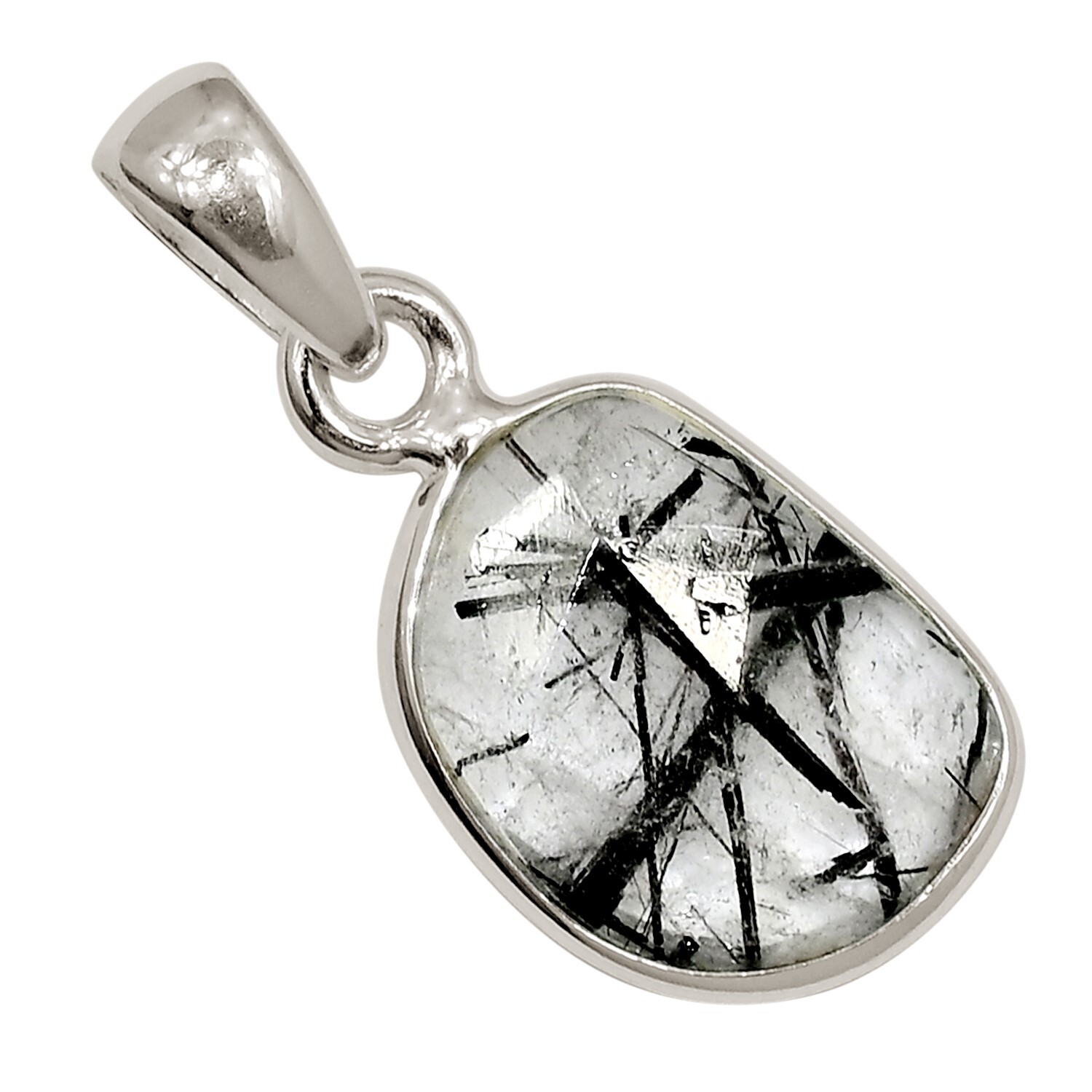 Natural Tourmalated Quartz – Sri Lanka 925 Silver Pendant Jewelry ALLP-28988