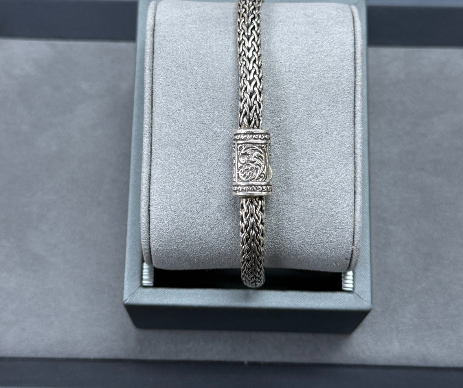 925 Silver Oxidized Mens Braided Chain Bali Handmade Sterling Bracelet 8.5»