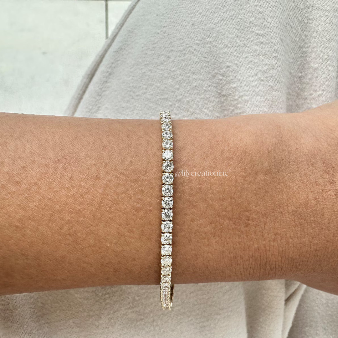 4 Carat Round Natural Diamond Tennis Bracelet 7 Inch 14K Gold
