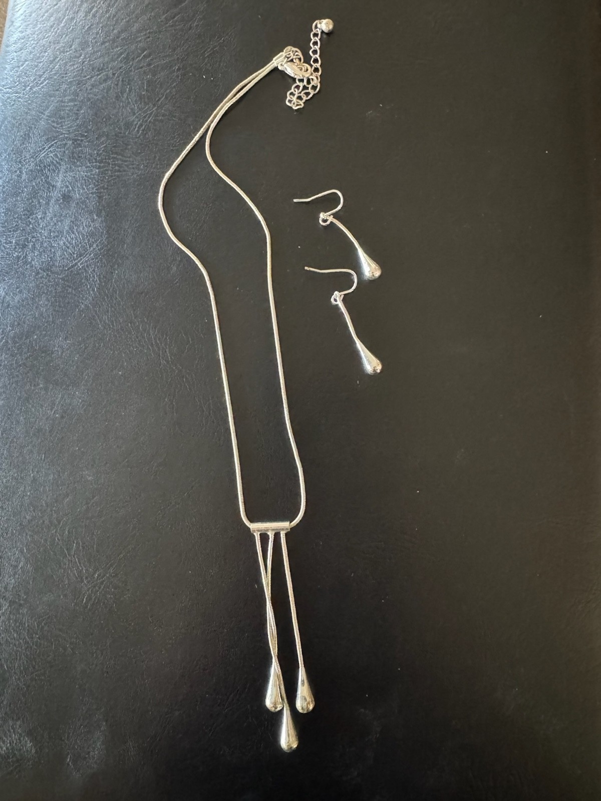 Sterling Silver 3 Drop Pendant with Earrings Set NEW NEVER WORN