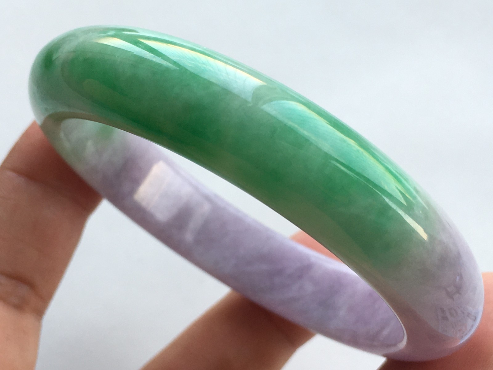 56mm Certified Nature Green/Purple Burmese Jade jadeite bracelets bangle 6534