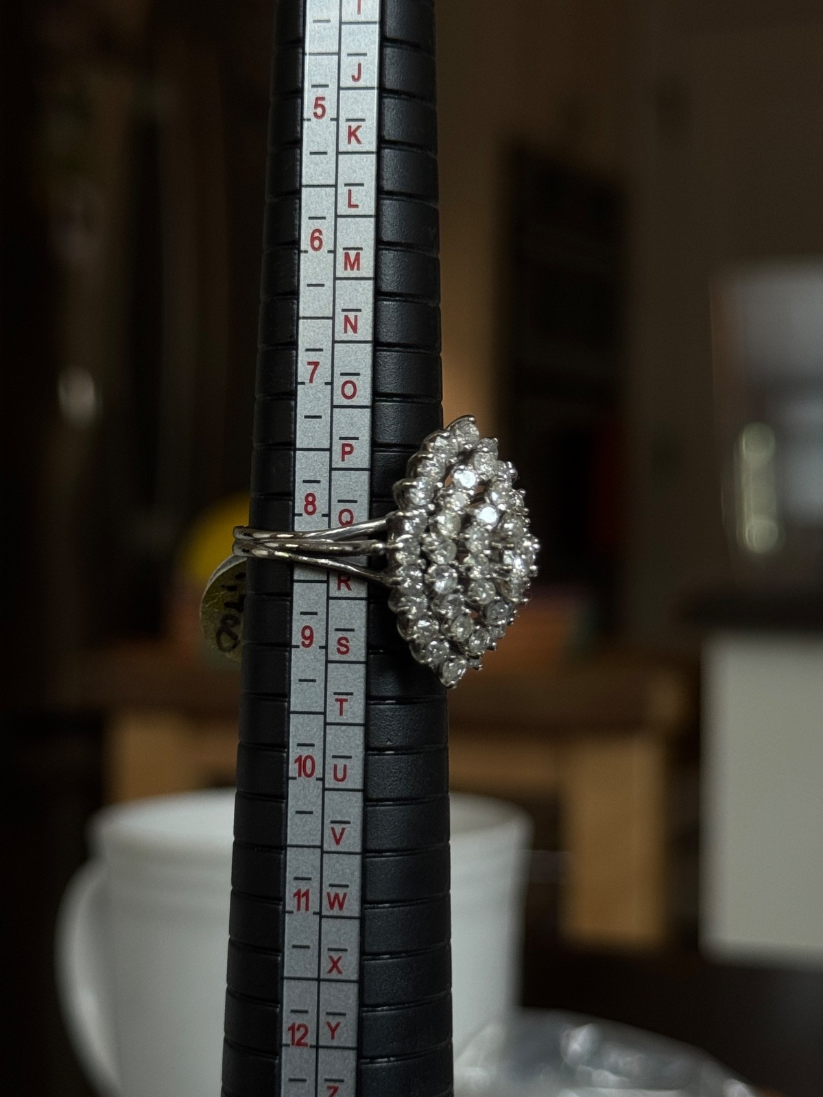 14k White Gold Diamond Cluster Cocktail Ring — Size 8