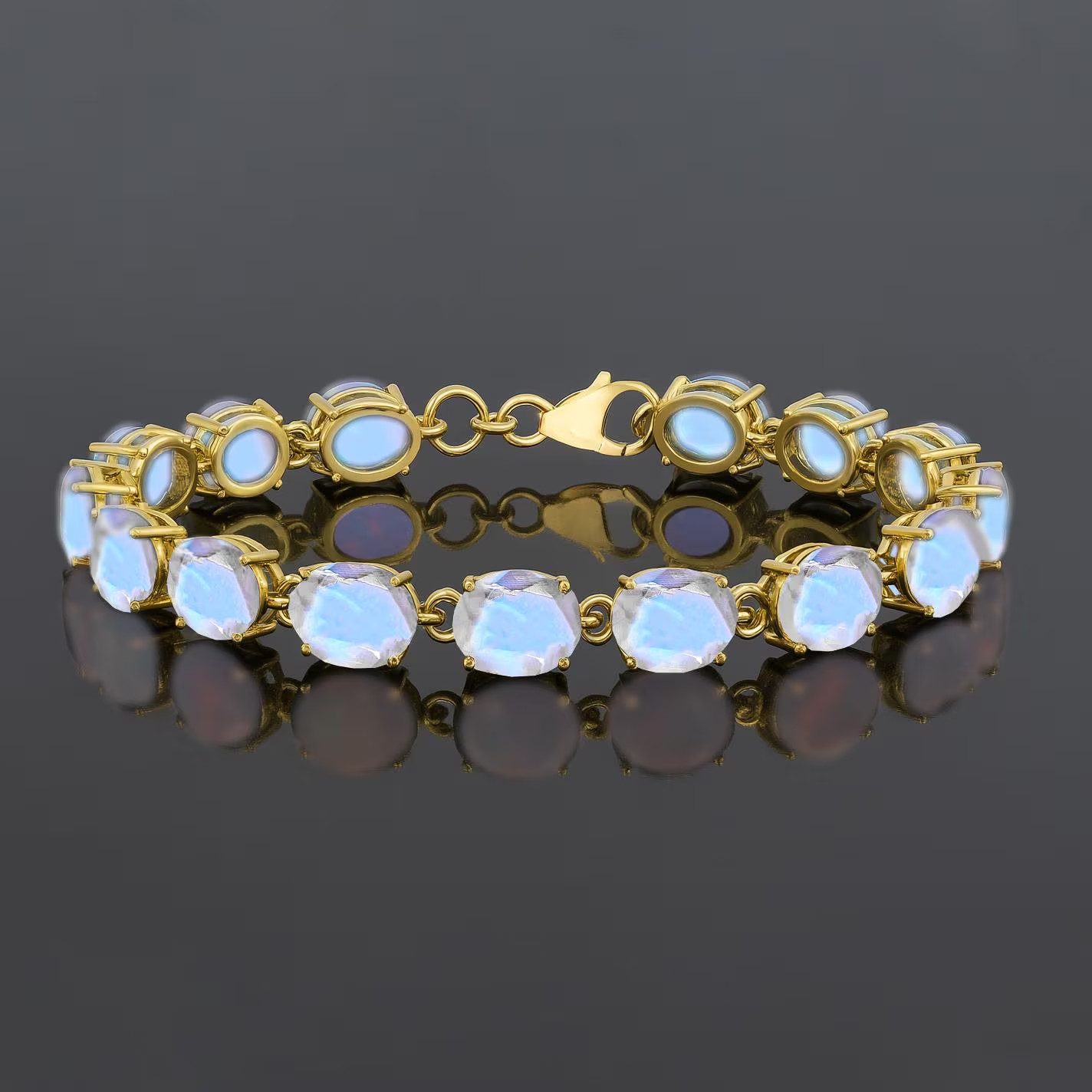 White Rainbow Moonstone Tennis Bracelet, Fire Moonstone Tennis Bracelet for Her
