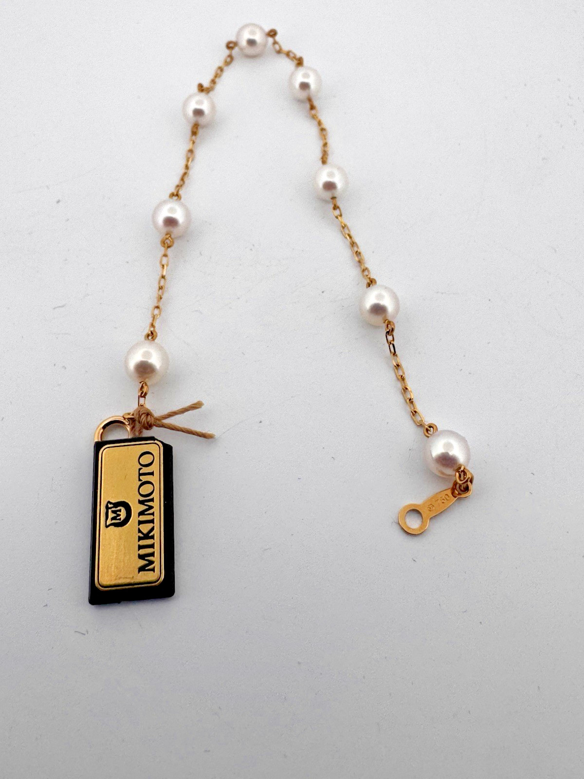 Auth Mikimoto Bracelet Akoya Pearl 5.0mm Station 18K 750 Yellow Gold NOS