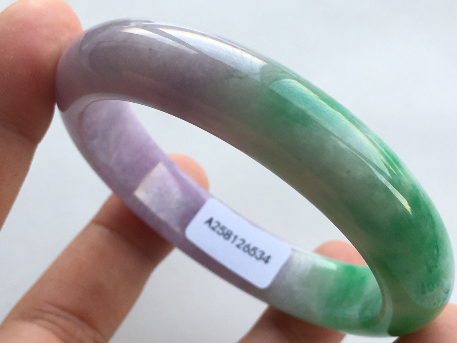 56mm Certified Nature Green/Purple Burmese Jade jadeite bracelets bangle 6534