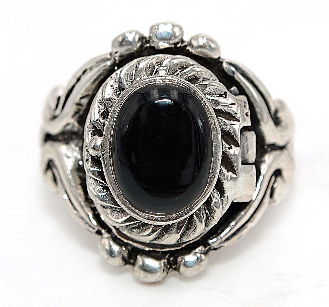 Heat Treated Black Onyx 925 Solid Sterling Silver Ring Sz 5,6,8,9 CA6