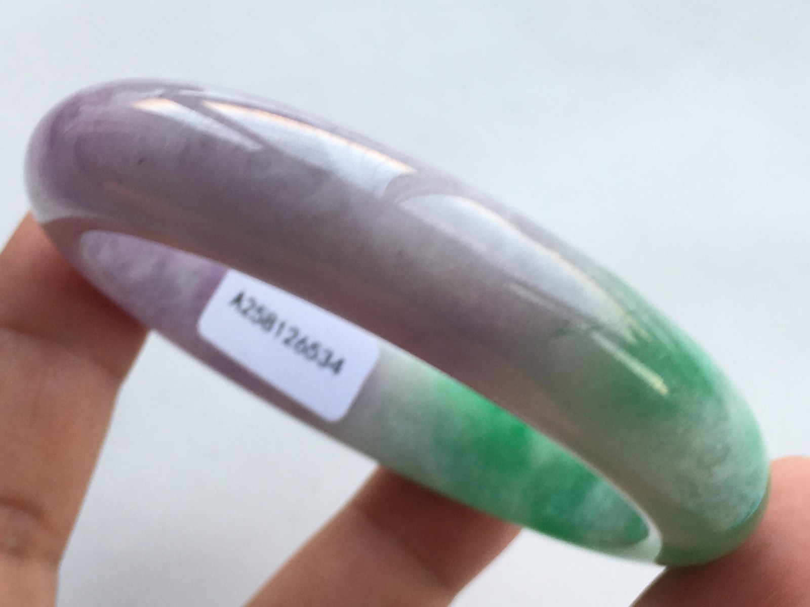 56mm Certified Nature Green/Purple Burmese Jade jadeite bracelets bangle 6534