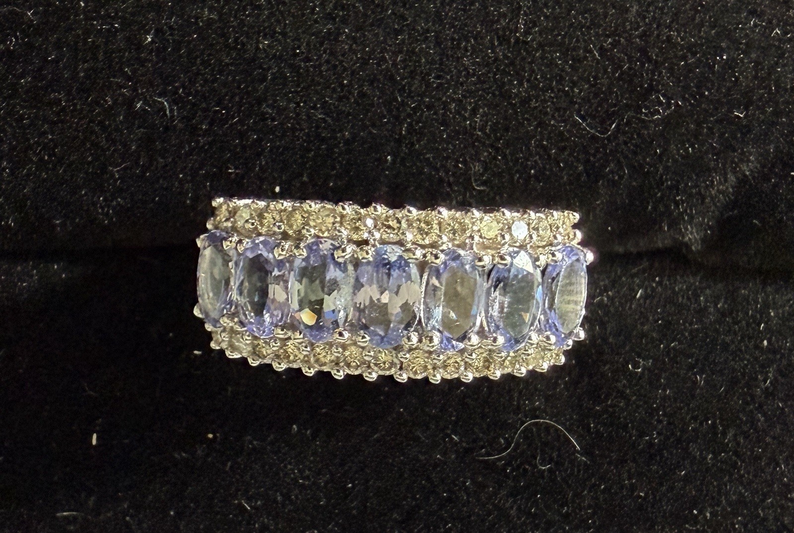 14k White Gold Tanzanite And Diamond Ring Band