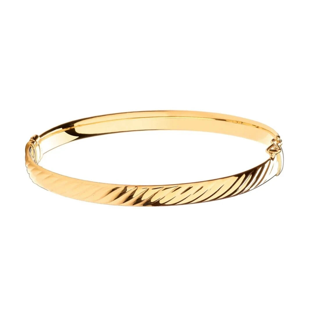 9K Gold Bangle Swirls Oval Genuine 375 Hallmark. Best Gift for Her All Occasions