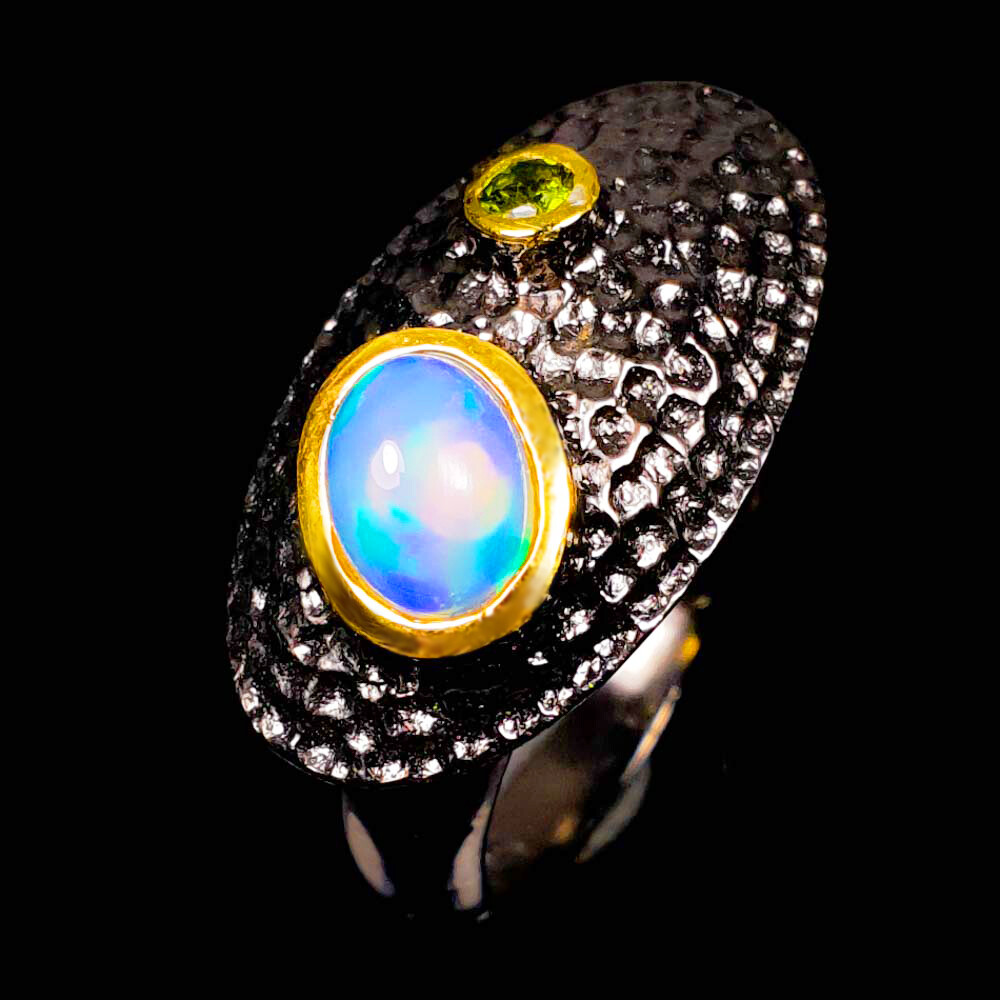 One of a kind Not Enhanced Natural Opal Silver Ring 925 Sterling / RVS413