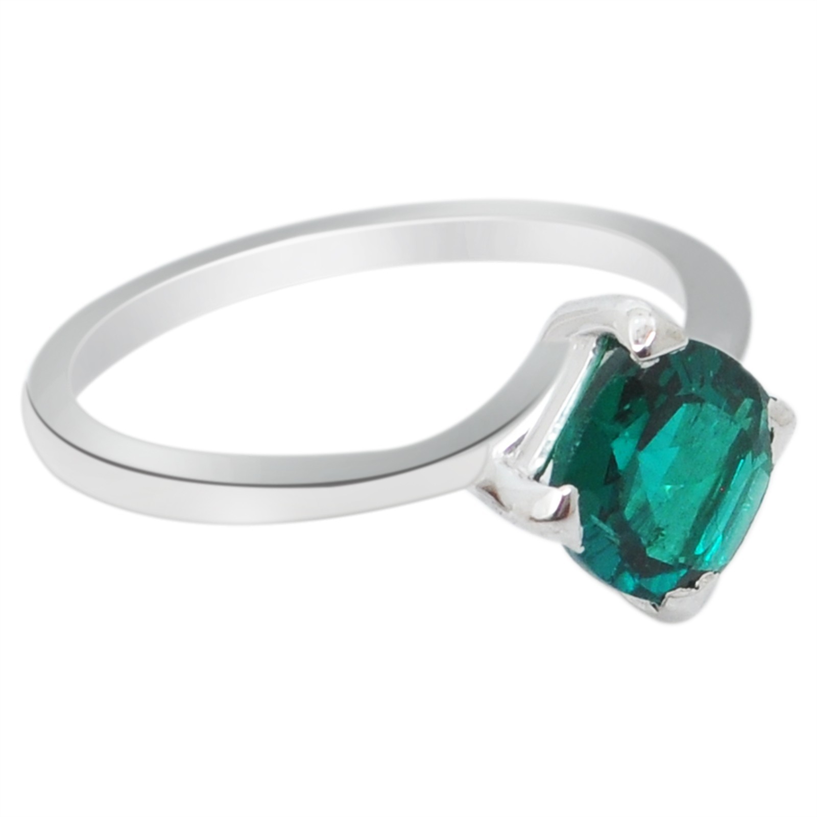 1.20 Carats Cushion Shape Natural Emerald Ring In 14KT White Gold – Tariffs Free