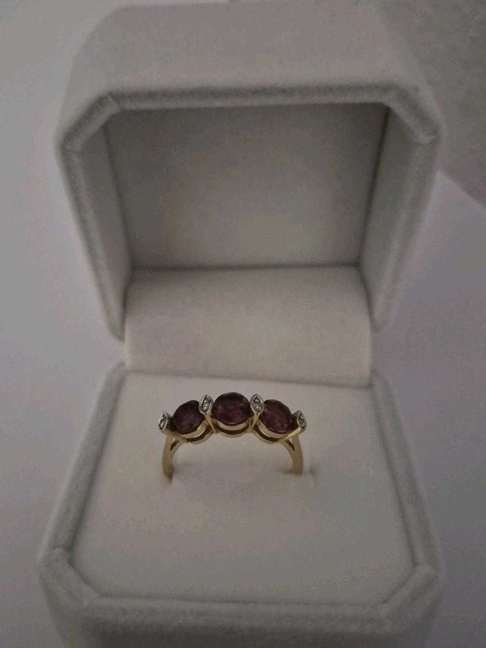 14K Rubellite Tourmaline & Diamond Y. Gold Ring