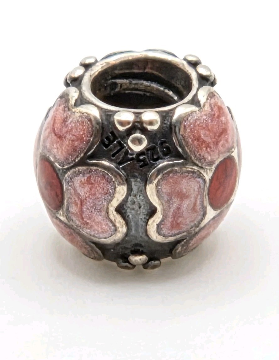 PANDORA STERLING SILVER PINK & RED ENAMEL DAISY FLOWER CHARM