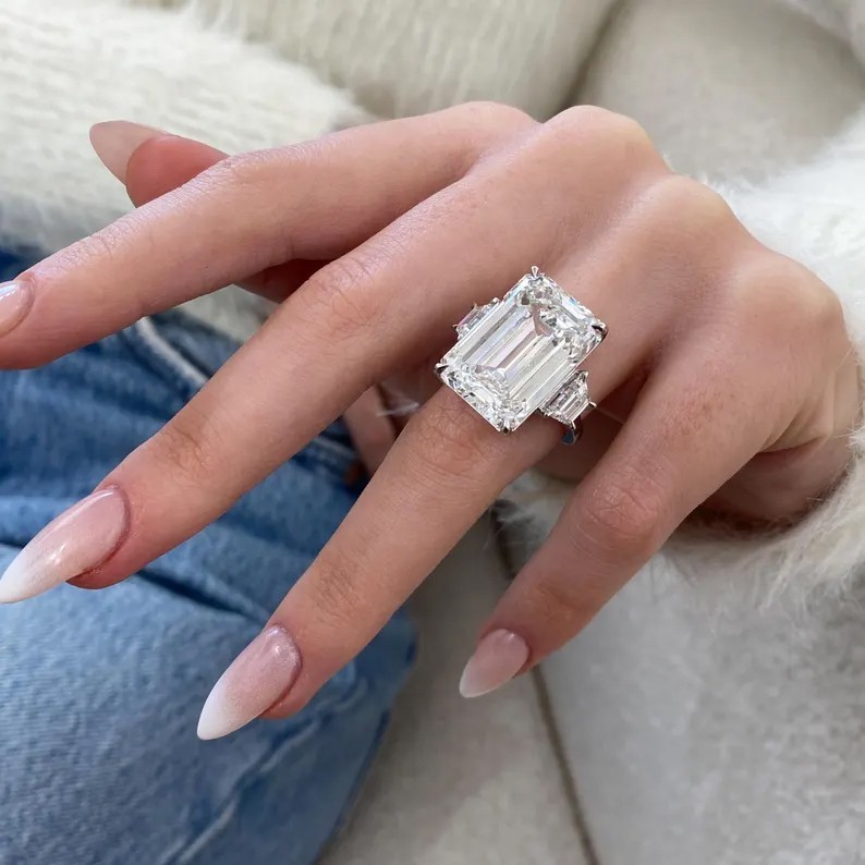 RARE 10.30 Ct Certified White Treated Diamond Solitaire Ring In 925 Silver
