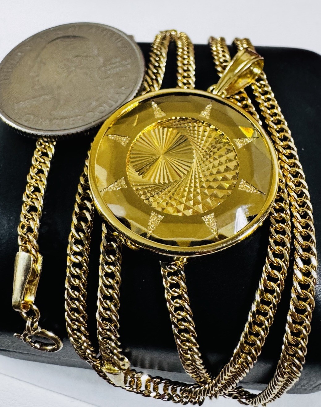 18K K18 Japan Round Gold Moon Illusion Reversible Necklace 20” Long 3.2mm 12.9g