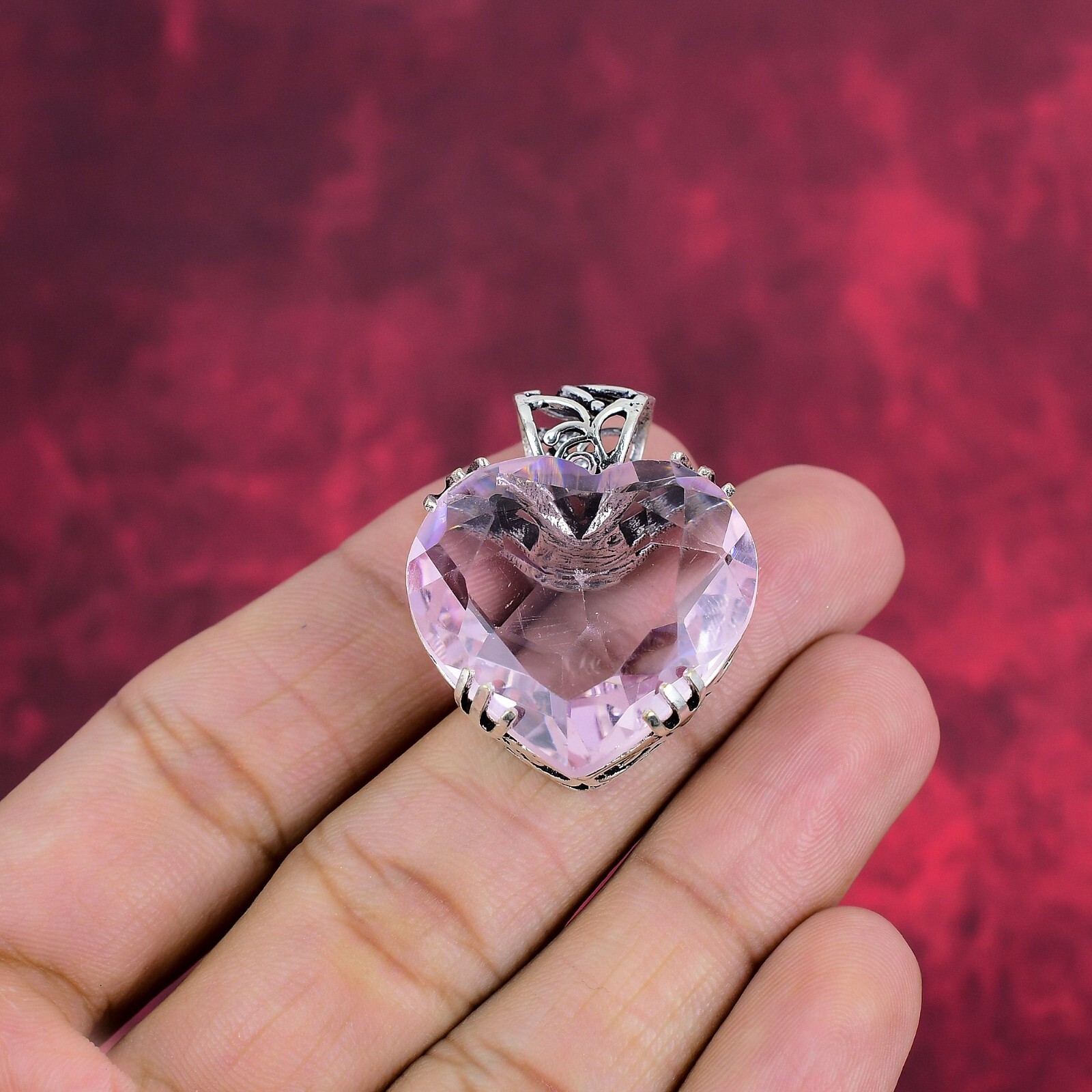 Amazing Pink Kunzite Gemstone Handmade 925 Sterling Silver Pendant Jewelry