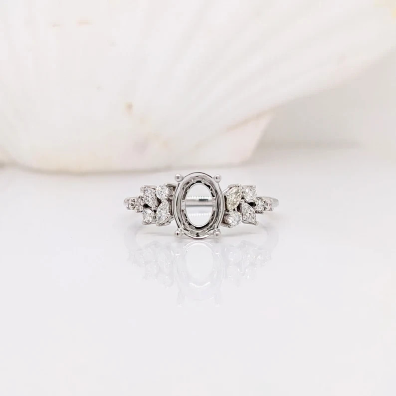 925 Sterling Silver Semi Mount 8×10 MM Oval Shape Anniversary Ring Jewelry