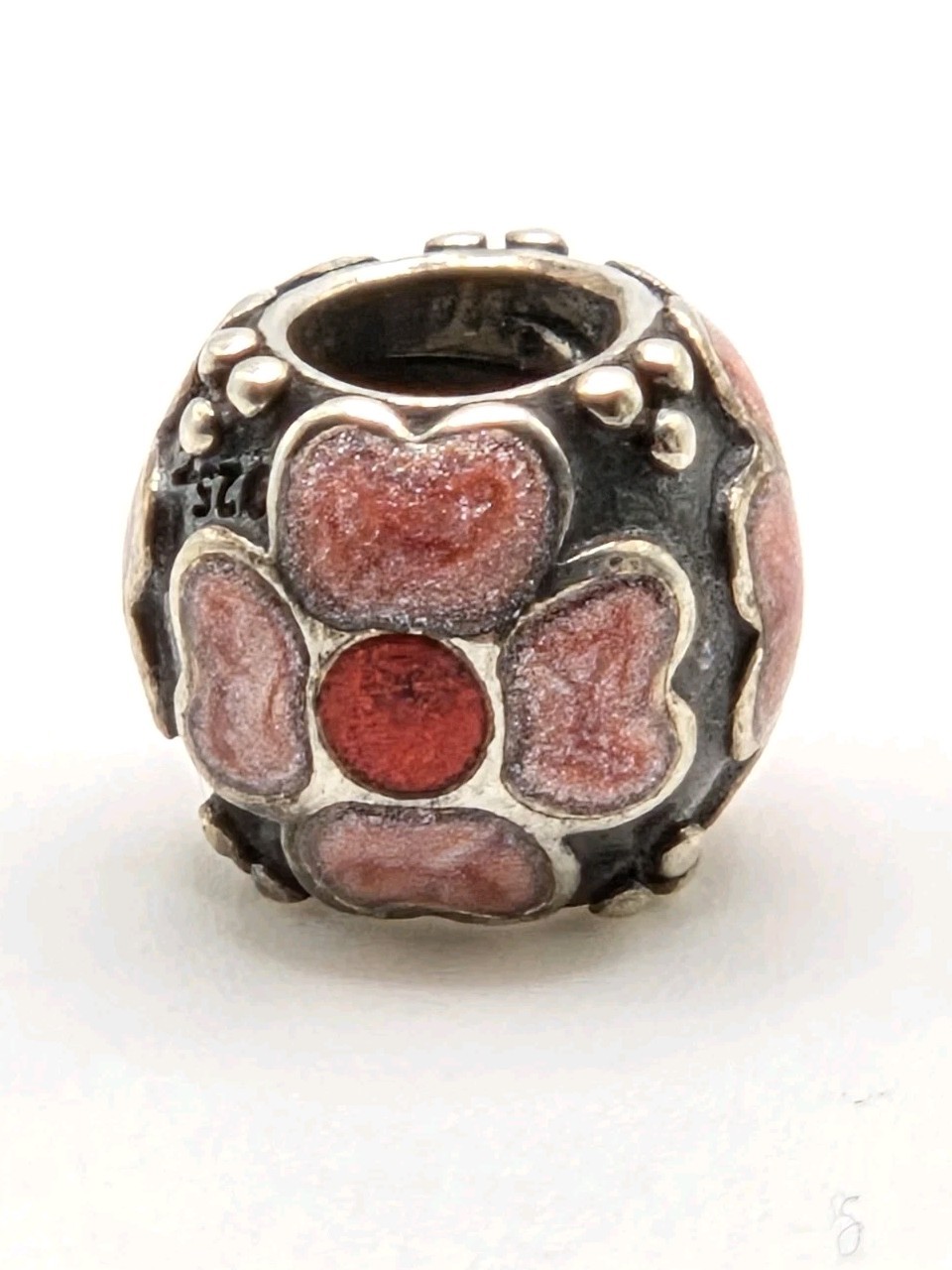 PANDORA STERLING SILVER PINK & RED ENAMEL DAISY FLOWER CHARM