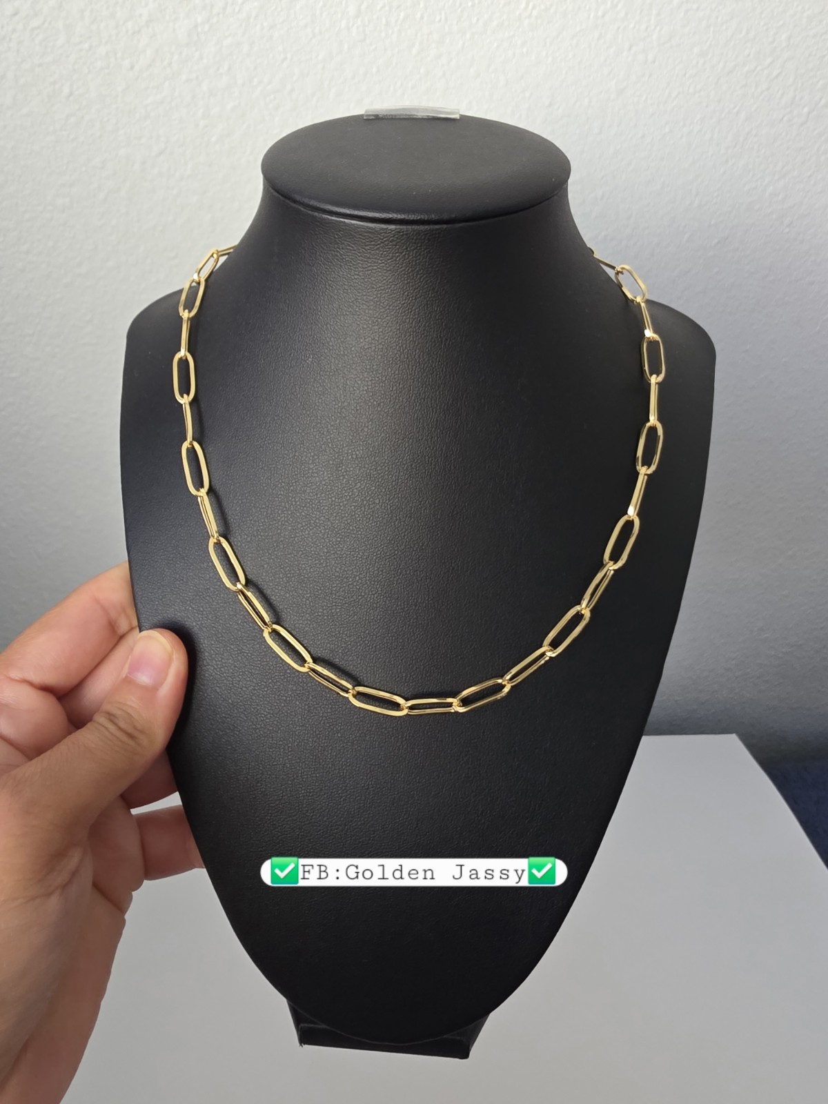 18K Real Gold PaperClip Chain 17.5″