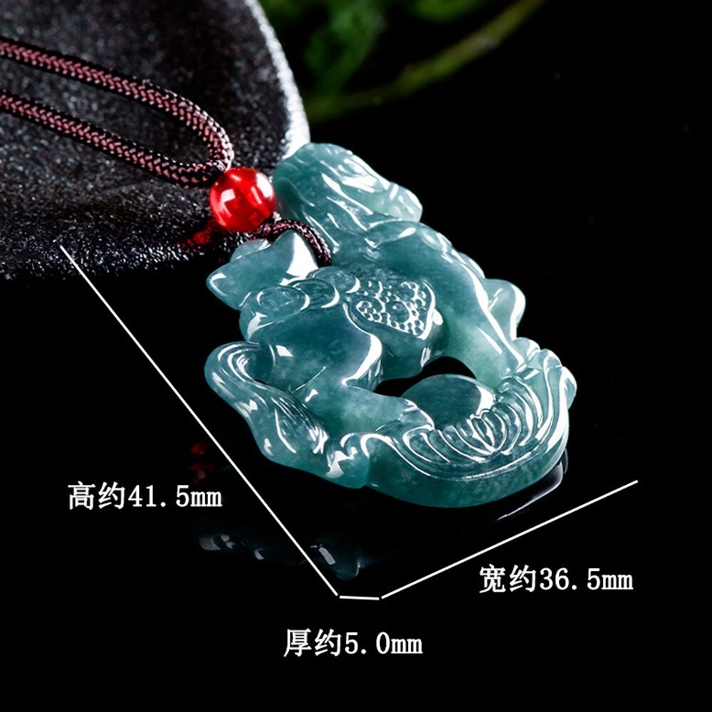Grade A Natural Green Jade jadeite Zodiac Horse Lucky Pendant Necklace Certified