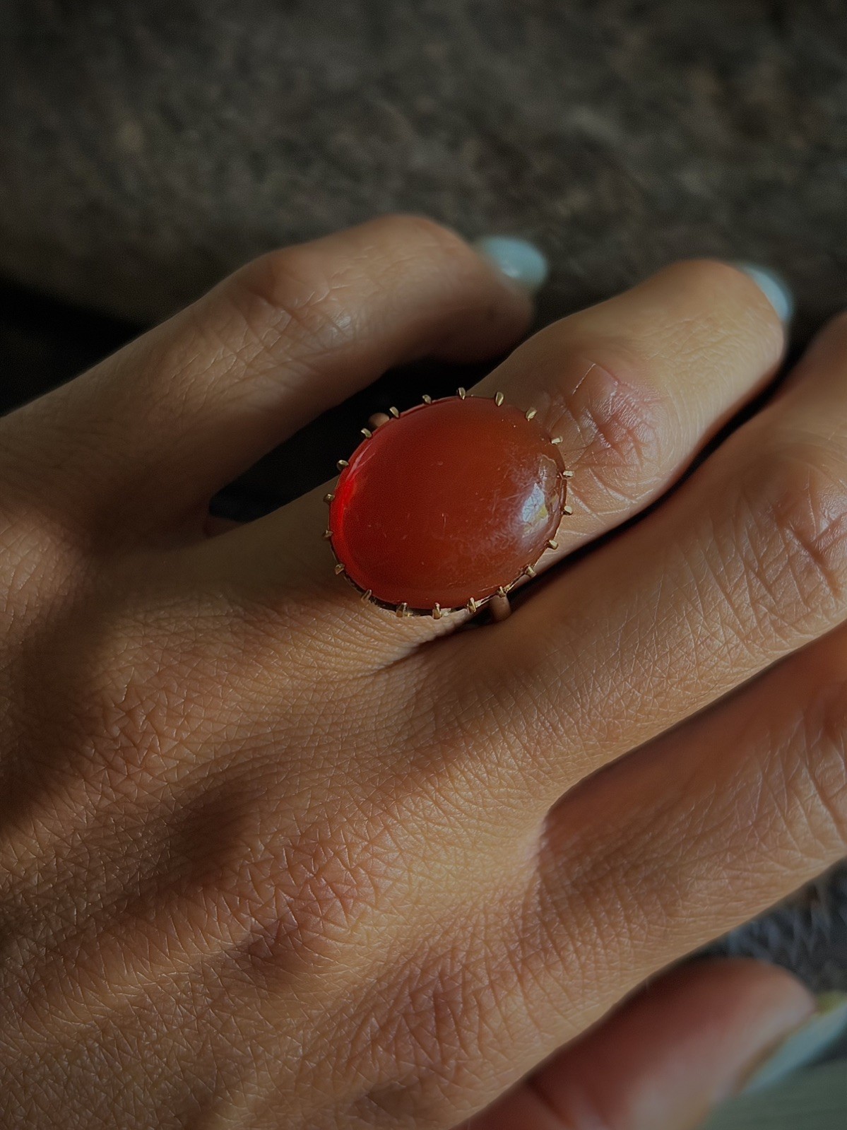 ANTIQUE CABOCHON CARNELIAN || Solid Gold Ring