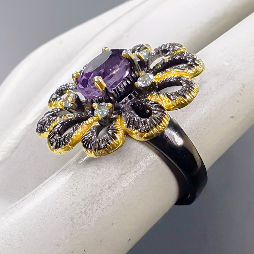 Natural  Not Enhanced Amethyst Ring 925 Sterling Silver Size 6.25 /B-R1628