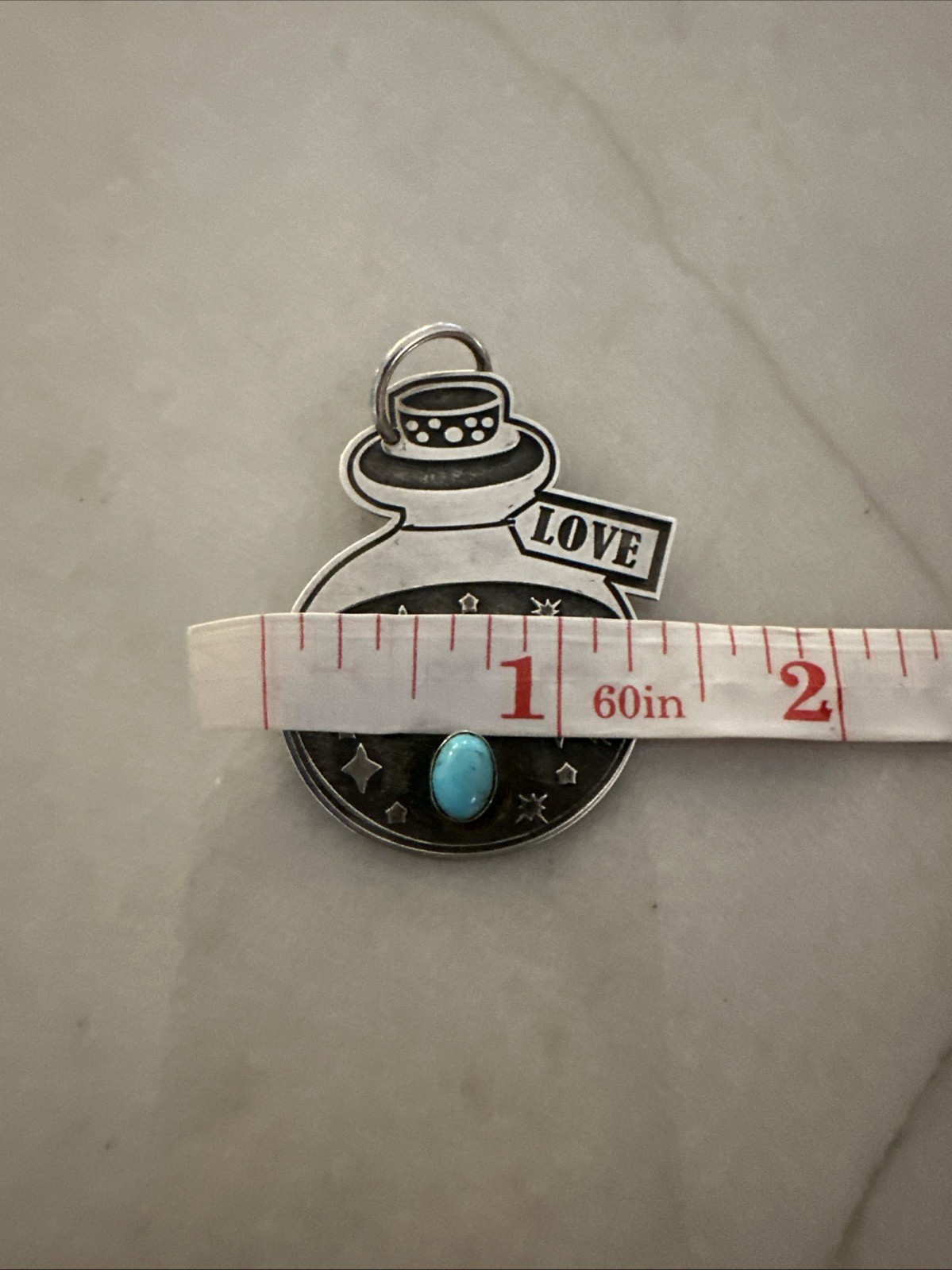 Love Potion Turquoise Pendant Sterling Silver 925 Made In The United States