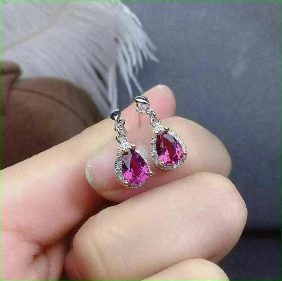 1.20CT Pear Cut Lab Created Diamond Ruby Teardrop Drop Earring 14K White Gold FN