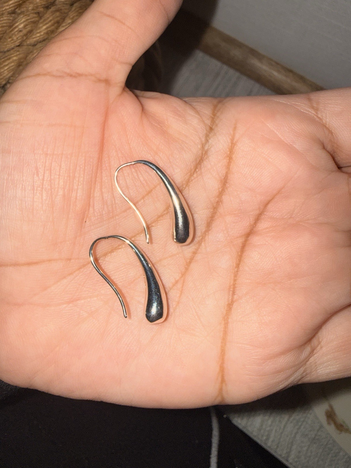 925 Sterling Silver Dangle Drop Hook Earrings 1 in Signed No Stone Silver
