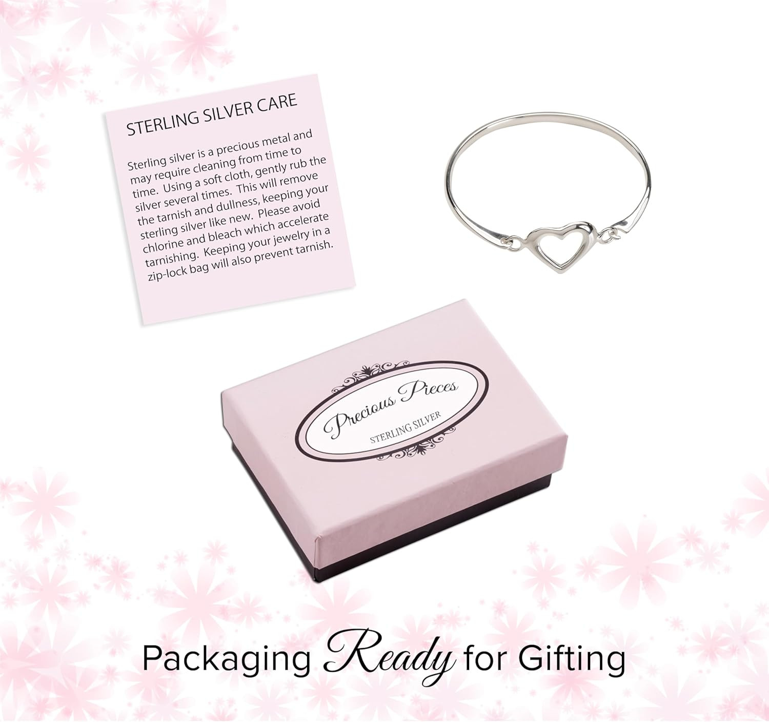 Children’S 925 Sterling Silver Open and Adjustable Heart Bangle Bracelet for Gir