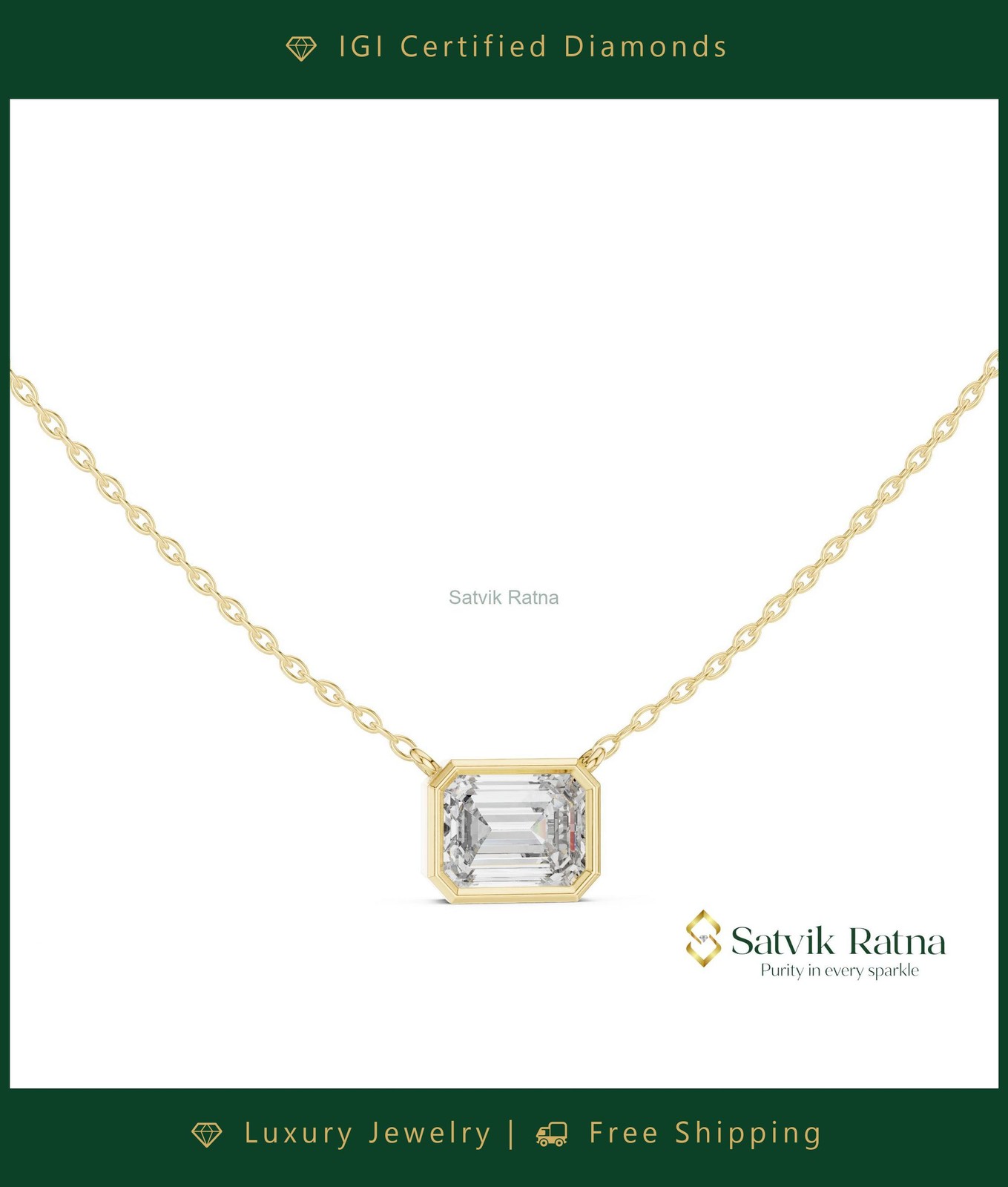Birthday Lab Grown/CVD Diamond Princess Statement Women Necklace 14K Yellow Gold